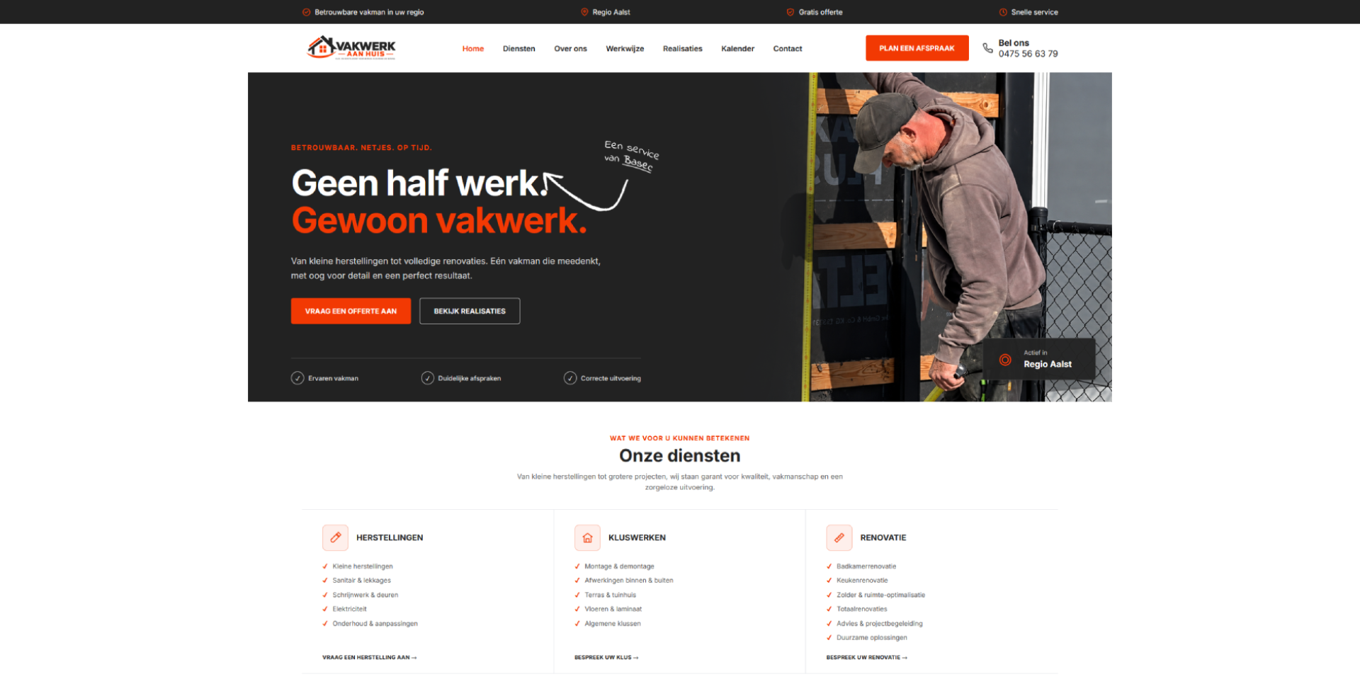 Vakwerk aan Huis bedrijfswebsite